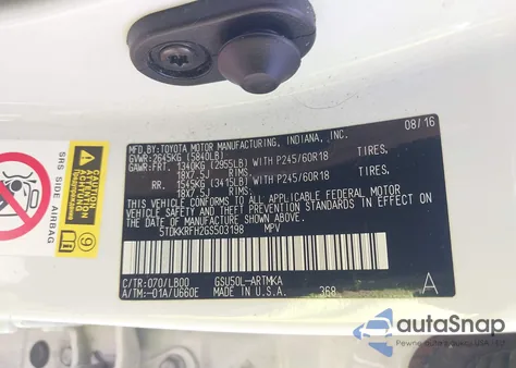 2016 Toyota Highlander Xle V6 from USA, damaged, VIN 5TDKKRFH2GS503198